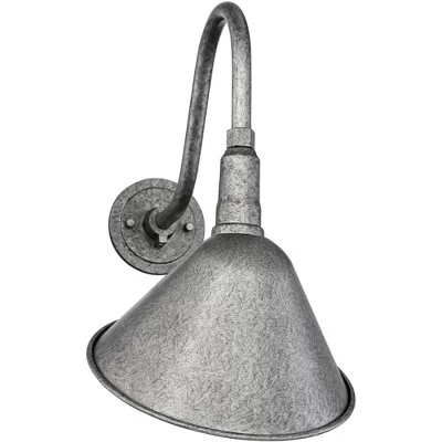 Franklin Iron Works Rustic Farmhouse Outdoor Barn Light Fixture Galvanized 18" Curving Gooseneck RLM Exterior House Porch Patio 5 Franklin Iron Works Rustic Farmhouse Outdoor Barn Light Fixture Galvanized 18" Curving Gooseneck RLM Exterior House Porch Patio - Image 3