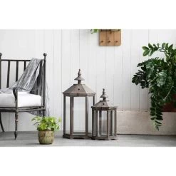 A&B Home 2pc Graca Polygon Temple Outdoor Garden Lanterns - Natural -Outdoor Decoration Store GUEST f187ee58 138d 4c07 aed6 8205807da56b