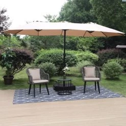 Rectangular Outdoor Patio Market Umbrella With Extra Large Base And Sand Bags - Captiva Designs -Outdoor Decoration Store GUEST f19ba2dc a58c 437e b9e6 770f048a202f