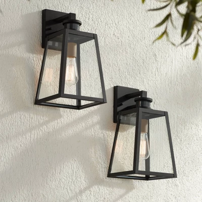 John Timberland Arrington Modern Outdoor Wall Light Fixtures Set Of 2 Black Motion Sensor 14 3/4" Clear Glass For Post Exterior Barn Deck House Porch 3 John Timberland Arrington Modern Outdoor Wall Light Fixtures Set Of 2 Black Motion Sensor 14 3/4" Clear Glass For Post Exterior Barn Deck House Porch