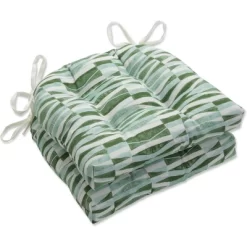 Set Of 2 Outdoor/Indoor Deluxe Tufted Chair Pads Nevis Waves - Pillow Perfec -Outdoor Decoration Store GUEST f28a39ce 66f0 4693 8433 0fe13c4ff327