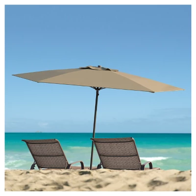 7.5' X 7.5' UV And Wind Resistant Beach/Patio Umbrella Brown - CorLiving 3 7.5' X 7.5' UV And Wind Resistant Beach/Patio Umbrella Brown - CorLiving