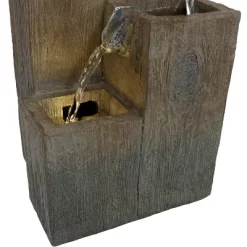 Sunnydaze Decor Sunnydaze Indoor Home Office Polyresin Faux Wooden Tiered Columns Tabletop Fountain With LED Lights - 13" -Outdoor Decoration Store GUEST f2de5e76 66ea 4142 9855 7df713cc7b8a