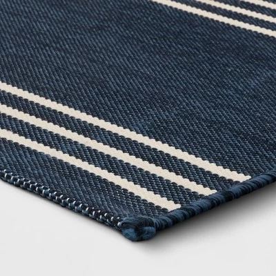 4' X 6' Outdoor Rug Stripe Navy - Threshold™ 4 4' X 6' Outdoor Rug Stripe Navy - Threshold™ - Image 2
