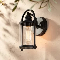 John Timberland Rustic Farmhouse Outdoor Wall Light Fixtures Set Of 2 Black 10 1/4" Clear Glass For Exterior Barn Deck House Porch Yard Patio Outside -Outdoor Decoration Store GUEST f42dcf23 3042 439b b220 24193569cac9