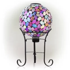 11" Solar Mosaic Iron/Glass Gazing Globe With Stand Pink - Alpine Corporation -Outdoor Decoration Store GUEST f45e333a 132d 430d a01e 87a42b584a97