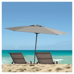 7.5' X 7.5' UV And Wind Resistant Beach/Patio Umbrella Gray - CorLiving