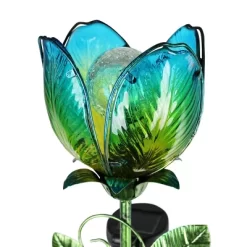 35.8" Resin Solar Flower Garden Stake Blue - Exhart -Outdoor Decoration Store GUEST f4b7abc9 87c3 4a52 aac3 7212d965b9e4