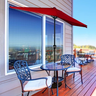 Nature Spring Half-Canopy Patio Umbrella - 9', Red 6 Nature Spring Half-Canopy Patio Umbrella - 9', Red - Image 4