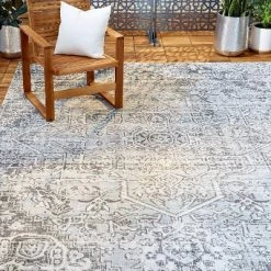 Sofia Fleur 5'3" X 7'2" Outdoor Patio Rug Gray - Nicole Miller -Outdoor Decoration Store GUEST f6171a08 17ac 410e 8906 d6e8b030b8bc