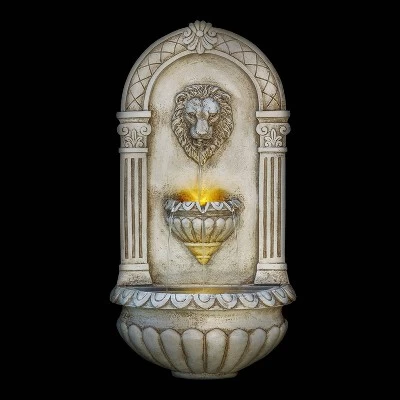 32" Resin Classical Walled Fountain With Lion Head And LED Lights Off-White - Alpine Corporation 6 32" Resin Classical Walled Fountain With Lion Head And LED Lights Off-White - Alpine Corporation - Image 4