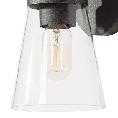 10" Metal/Glass Outdoor Wall Lamp Black/Silver - LNC 5 10" Metal/Glass Outdoor Wall Lamp Black/Silver - LNC - Image 3