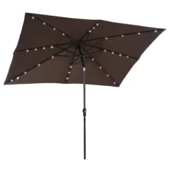 Outsunny 9' X 7' Patio Umbrella Outdoor Table Market Umbrella With Crank, Solar LED Lights, 45° Tilt, Push-Button Operation, For Deck, Backyard, Pool And Lawn -Outdoor Decoration Store GUEST f7bb3b03 c4d2 47b7 9623 4e77d6b46471