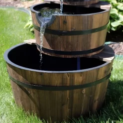 Sunnydaze Decor Sunnydaze 30"H Electric Wood Rustic Farmhouse Style 3-Tier Barrel Outdoor Water Fountain -Outdoor Decoration Store GUEST f7d0fb9e d392 44f5 8b42 f13735ee035d