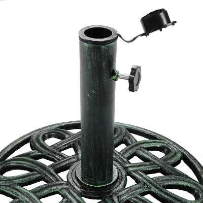 Sunnydaze Decor Sunnydaze Outdoor Heavy-Duty Cast Iron Decorative Design Patio Yard Round Umbrella Base Stand - 17" - Green 5 Sunnydaze Decor Sunnydaze Outdoor Heavy-Duty Cast Iron Decorative Design Patio Yard Round Umbrella Base Stand - 17" - Green - Image 3