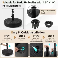 Costway 20'' Patio Fillable Round Umbrella Base Stand Holder Fit Pole 1.5''/1.9'' Outdoor -Outdoor Decoration Store GUEST f93372db b9ec 475e 87e5 005f6e16fcd6