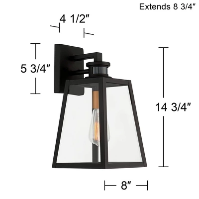 John Timberland Arrington Modern Outdoor Wall Light Fixtures Set Of 2 Black Motion Sensor 14 3/4" Clear Glass For Post Exterior Barn Deck House Porch 9 John Timberland Arrington Modern Outdoor Wall Light Fixtures Set Of 2 Black Motion Sensor 14 3/4" Clear Glass For Post Exterior Barn Deck House Porch - Image 7