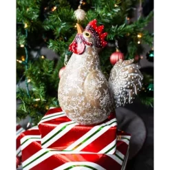 9.84" Resin Rooster Garden Statue White/Gold/Red - Exhart -Outdoor Decoration Store GUEST fb1d947c 1511 4c45 98a1 02acb7fe5449