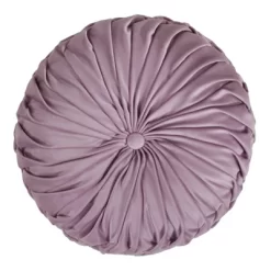14" Velvet Pintucked Poly Filled Round Throw Pillow Lavender - Saro Lifestyle
