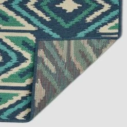 Myrtle Geometric Outdoor Rug Navy/Green - Christopher Knight Home -Outdoor Decoration Store GUEST fb516e15 7027 47d6 bc95 4285aea0fa26