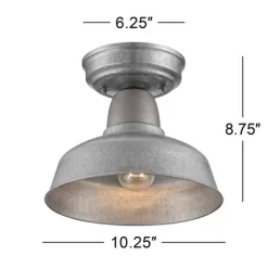 John Timberland Urban Barn Rustic Industrial Farmhouse Semi Flush Mount Outdoor Ceiling Light Galvanized Metal 8 3/4" For Post Exterior Barn Deck Yard -Outdoor Decoration Store GUEST fbac2212 0ad7 4185 8348 460586dc9de4