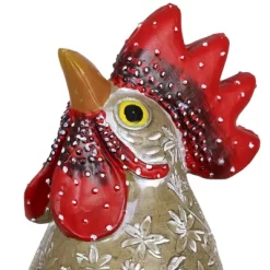 9.84" Resin Rooster Garden Statue White/Gold/Red - Exhart -Outdoor Decoration Store GUEST fc10e10c 1d19 4b6a b596 adb0db60b9ab