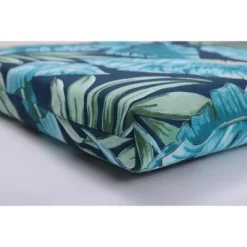 Set Of 2 Outdoor/Indoor 16" X 16" Squared Corners Seat Cushions Tortola Midnight Blue - Pillow Perfect