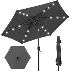 Best Choice Products 7.5ft Outdoor Solar Patio Umbrella For Deck, Pool W/ Tilt, Crank, LED Lights -Outdoor Decoration Store GUEST fca6fe45 4678 42ad a263 d475f2d5b708