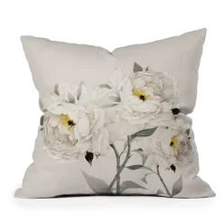 Nadja Peonies Outdoor Throw Pillow White - Deny Designs -Outdoor Decoration Store GUEST fcc4b9a3 d552 4d4b 9cb7 37f885cec52b