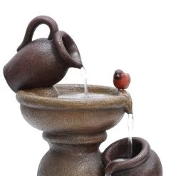 LuxenHome Rustic Brown Resin Pitcher And Urns Birdbath Bowl Outdoor Fountain -Outdoor Decoration Store GUEST fcd76c53 bcec 4874 958e 5466d3be9d93