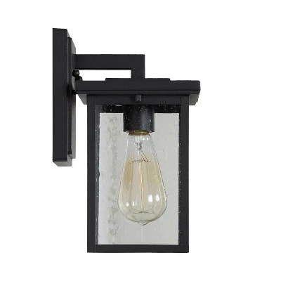 10.5" Metal/Seeded Glass Square Outdoor Wall Light Matte Black - LNC 7 10.5" Metal/Seeded Glass Square Outdoor Wall Light Matte Black - LNC - Image 5