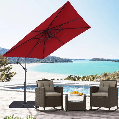 8.2' X 8.2' Square Patio Offset Deck Umbrellas With Cross Base - Wellfor 12 8.2' X 8.2' Square Patio Offset Deck Umbrellas With Cross Base - Wellfor - Image 10