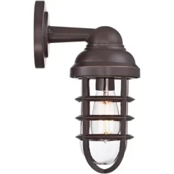 John Timberland Marlowe Industrial Outdoor Wall Light Fixtures Set Of 2 Bronze Metal Cage 13 1/4" Clear Glass For Post Exterior Barn Deck House Porch -Outdoor Decoration Store GUEST ff281d3e dfcf 41a7 b751 b12399b9fe3b