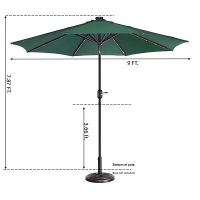 Nature Spring 9' Tilting Freestanding Patio Umbrella With Solar LED Lights - Green 5 Nature Spring 9' Tilting Freestanding Patio Umbrella With Solar LED Lights - Green - Image 3