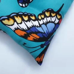Set Of 2 Butterfly Garden Outdoor/Indoor Tufted Seat Cushions Turquoise - Pillow Perfect